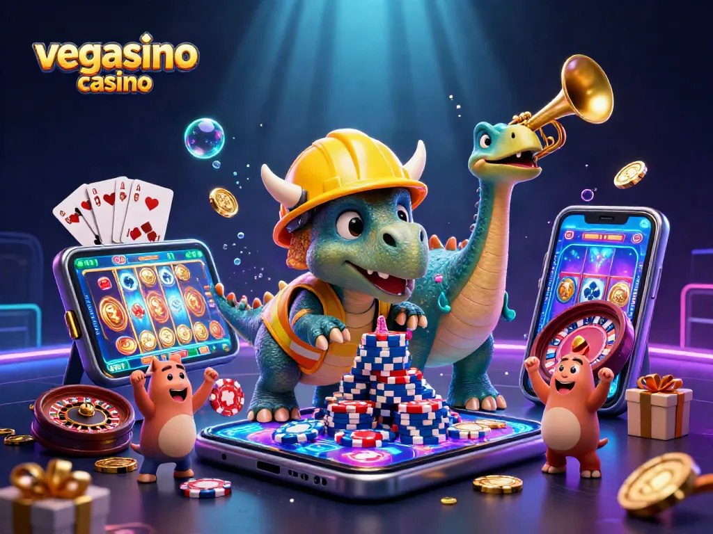 Experience the excitement of vegasino casino with a lively scene featuring a triceratops and parasaurolophus!