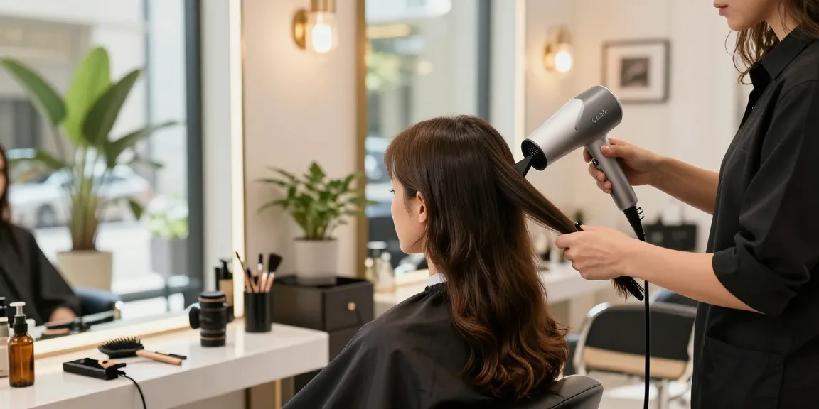 Laifen Föhn im modernen Schönheitssalon bei der Arbeit.